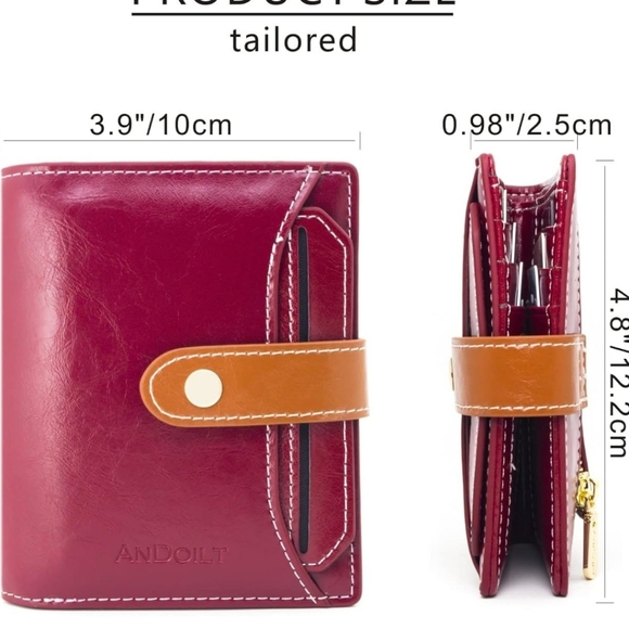 NIB ANDOILT Wallets Genuine Leather Small Bifold Wallet RFID Blocking - Picture 10 of 11